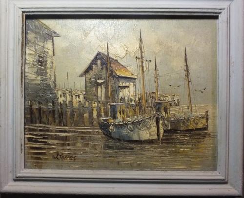 Paintings W Jones Acclaimed British Artist Oil On Boardboats In